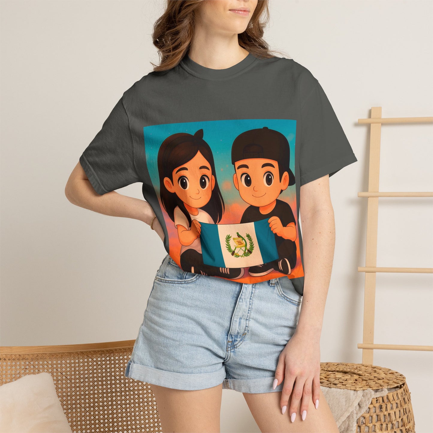 Guatemalan Kids Holding Flag T-Shirt — Cute Guatemala Pride Tee