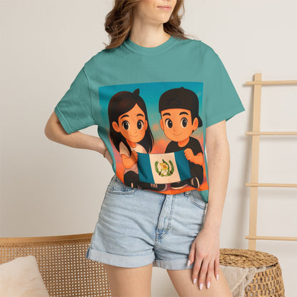 Guatemalan Kids Holding Flag T-Shirt — Cute Guatemala Pride Tee