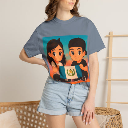 Guatemalan Kids Holding Flag T-Shirt — Cute Guatemala Pride Tee