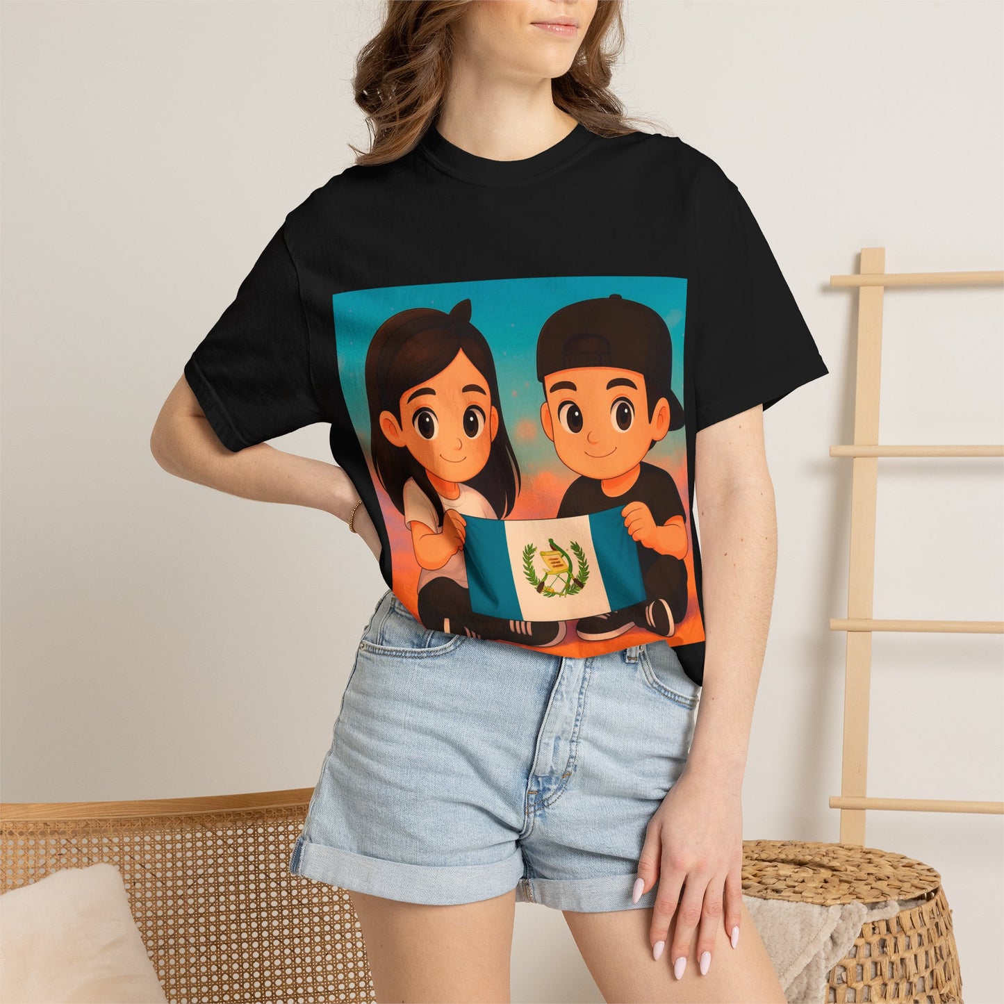 Guatemalan Kids Holding Flag T-Shirt — Cute Guatemala Pride Tee