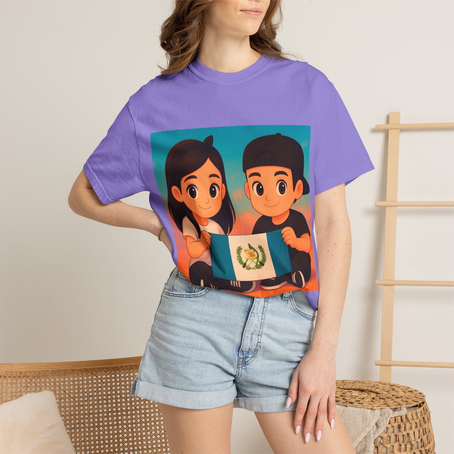 Guatemalan Kids Holding Flag T-Shirt — Cute Guatemala Pride Tee