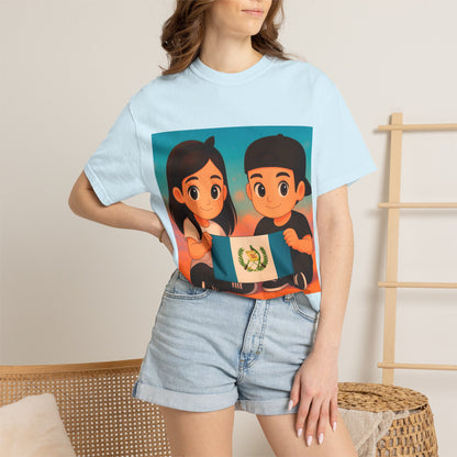 Guatemalan Kids Holding Flag T-Shirt — Cute Guatemala Pride Tee