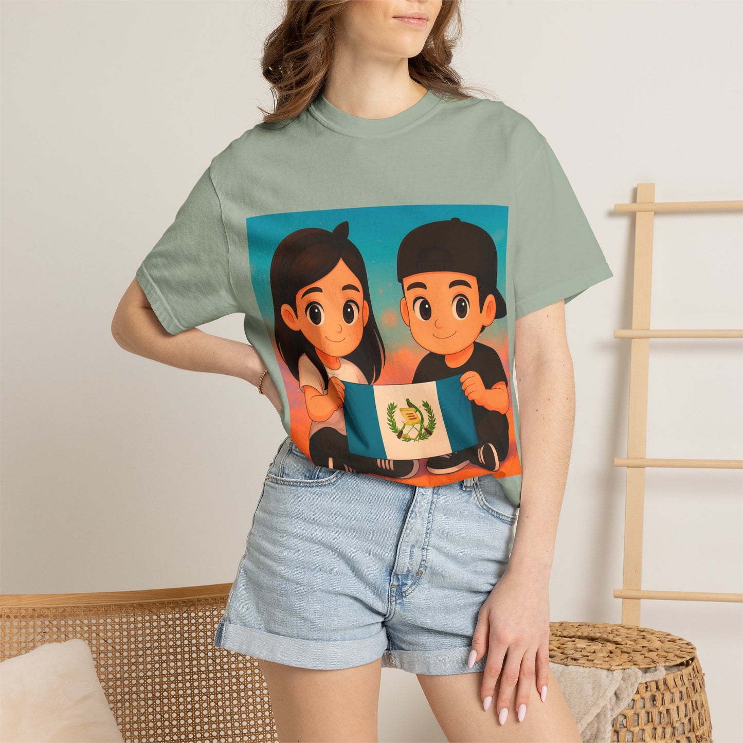 Guatemalan Kids Holding Flag T-Shirt — Cute Guatemala Pride Tee