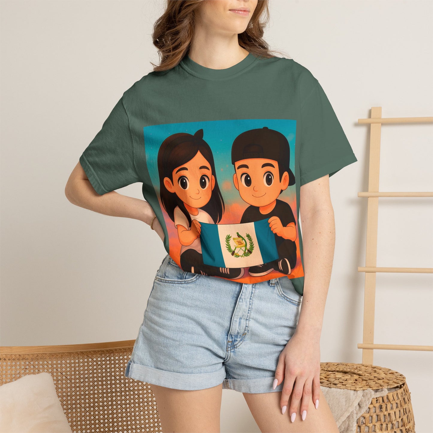 Guatemalan Kids Holding Flag T-Shirt — Cute Guatemala Pride Tee