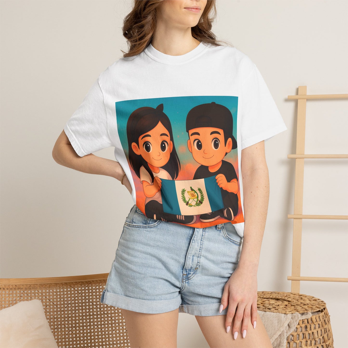 Guatemalan Kids Holding Flag T-Shirt — Cute Guatemala Pride Tee